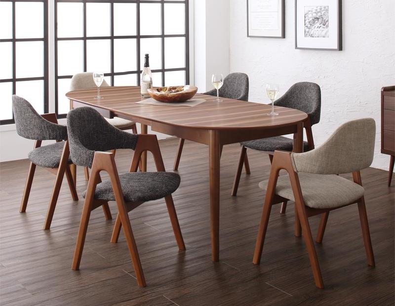 オーク材・ウォールナット材 北欧伸縮式ダイニング 4人 5点セット(テーブル+チェア4脚) W140-240 オーク材・ウォールナット材 北欧伸縮式ダイニング 4人 5点セット